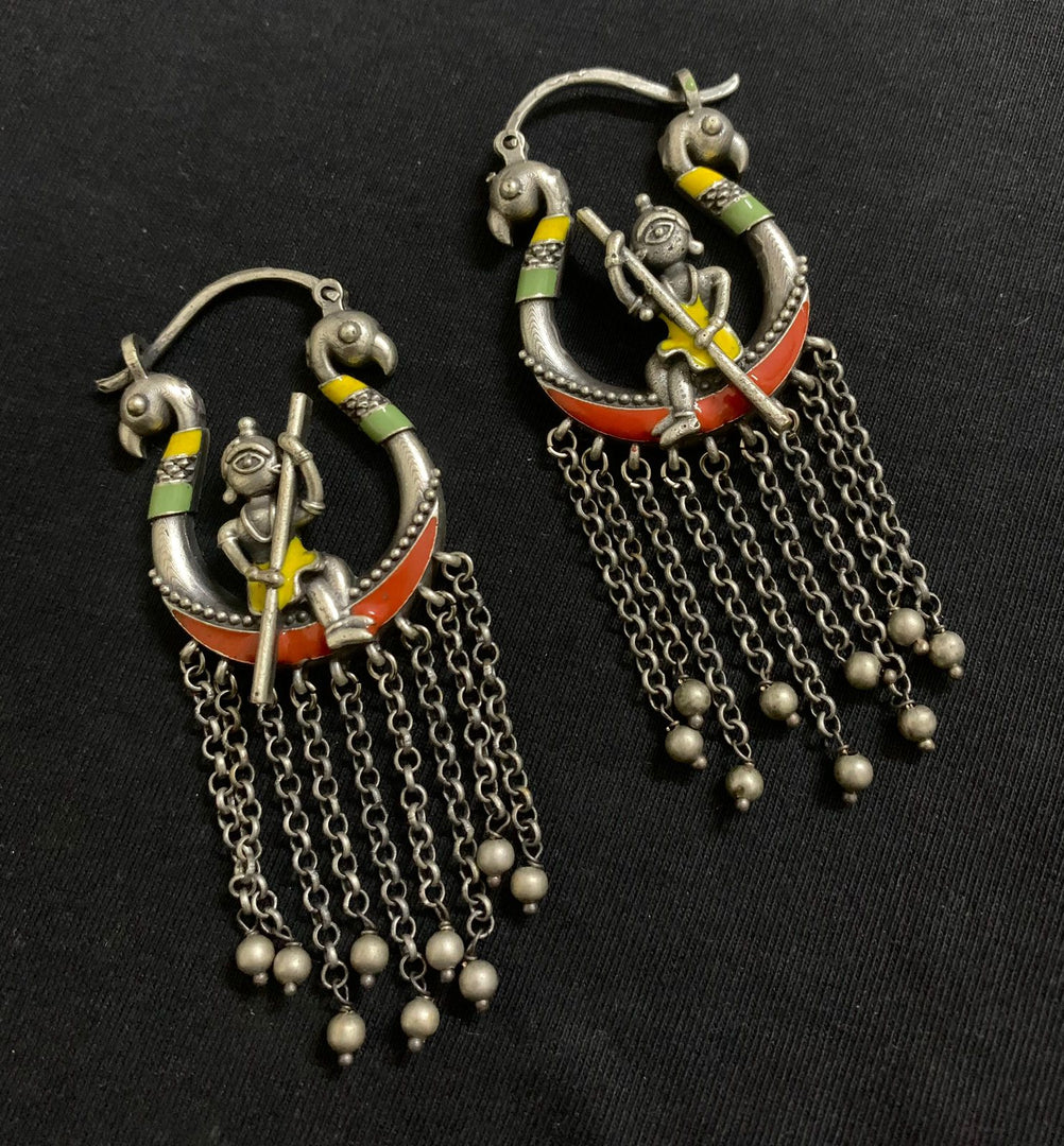 Ekani Meenakari Whimsical Boat Rowing Earrings