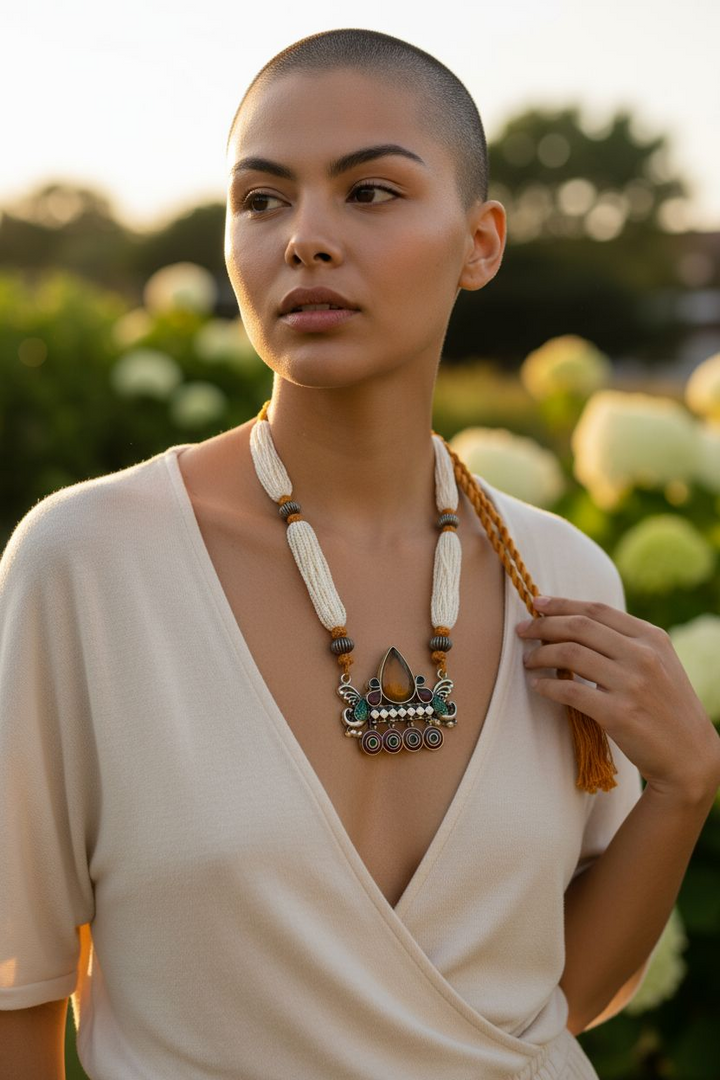Ekani Meenakari Monalisa Stone Statement Necklace