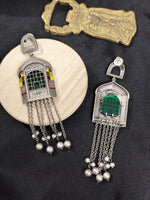 Load image into Gallery viewer, Ekani Meenakari Jharokha Chain Drop Earrings
