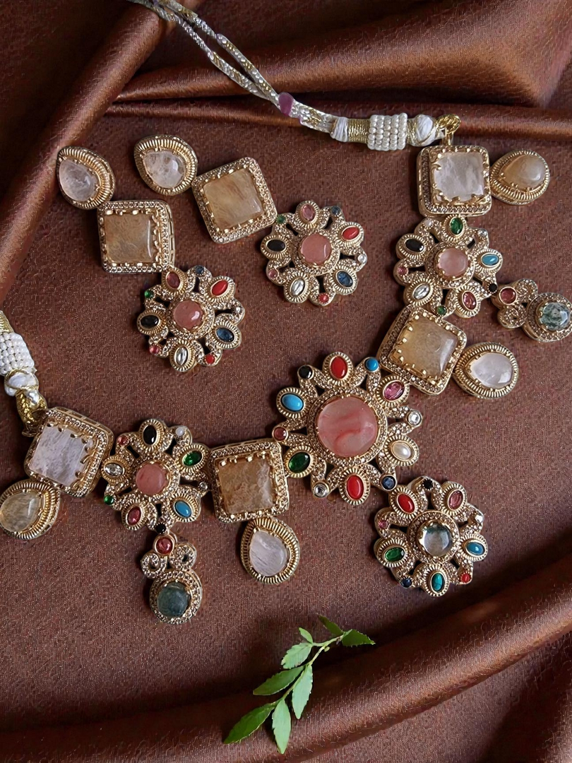 Ekani Sabyasachi Inspired Elizabeth Autumn Necklace with Earrings