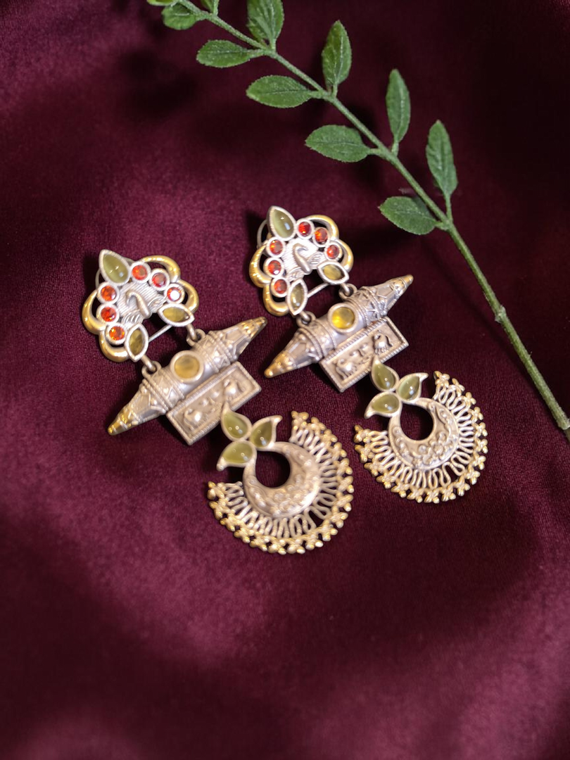 Ekani Shayna Gold Polish Stone Earrings