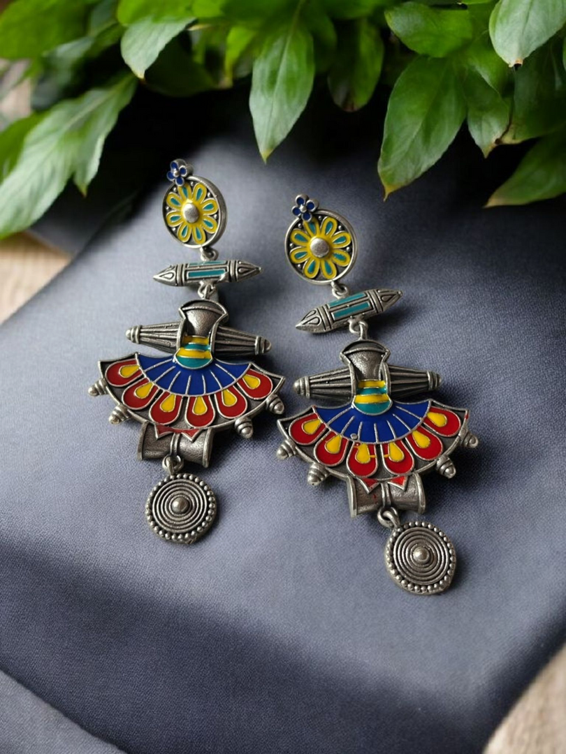 Ekani Nautanki Meenakari Hand Painted Drop Earrings