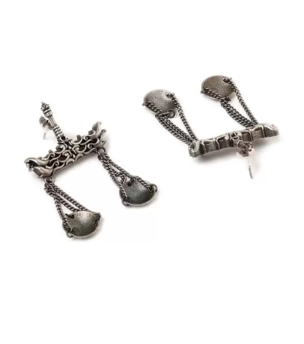 Ekani Tarazu Quirky Silver Replica Brass  Earrings