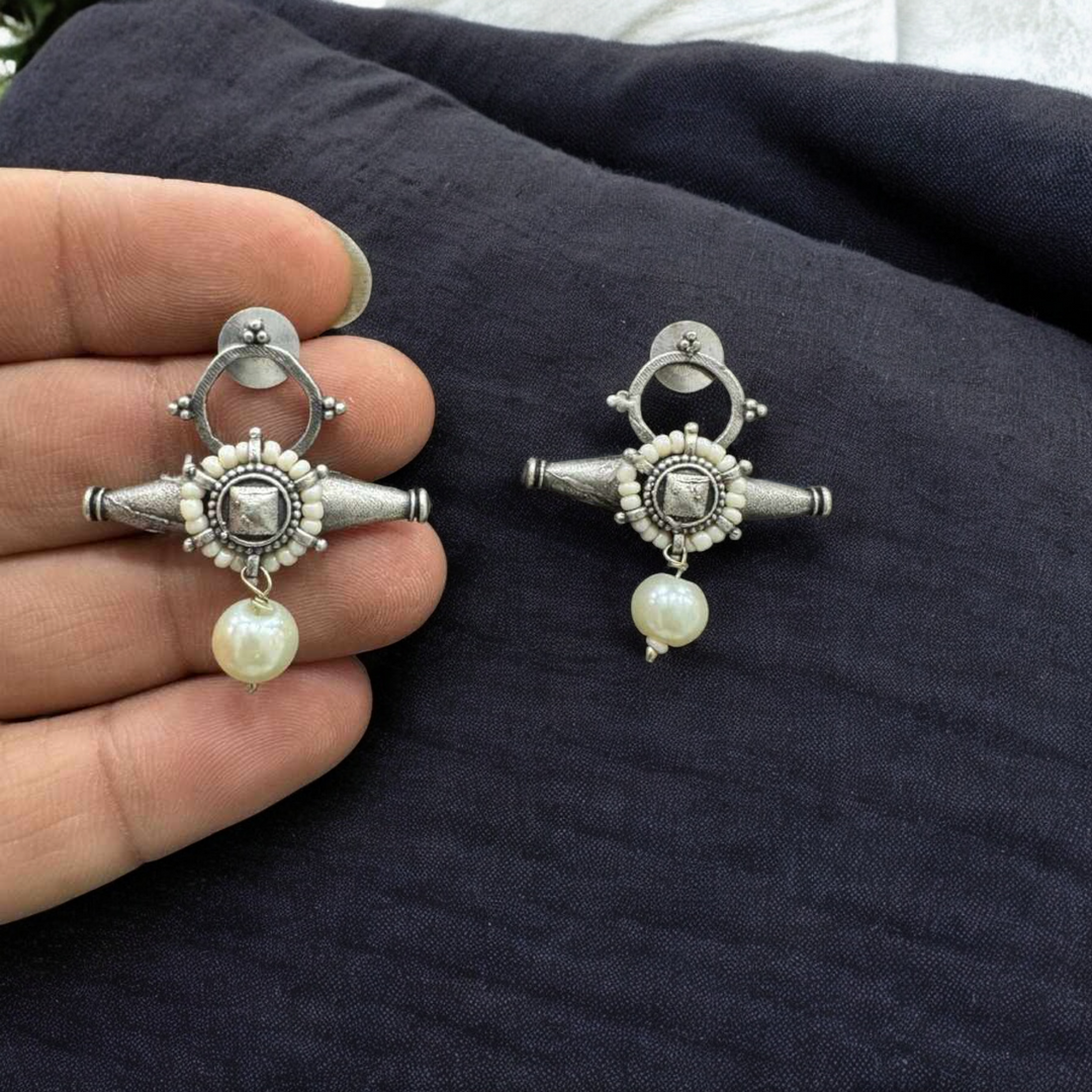 Ekani Raahi Brass Pearl Drop Stud Earrings