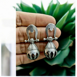 Load image into Gallery viewer, Ekani Handcrafted Silver-plated Antique Tribal Drop Earrings
