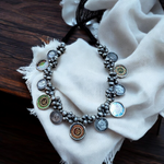 Load image into Gallery viewer, Ekani OM Brass Silver Meenakari Vintage Necklace
