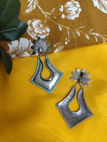 Load image into Gallery viewer, Ekani Saba Meenakari Brass Silver Polish Statement Earrings

