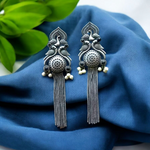 Load image into Gallery viewer, Ekani Kiyara Quirky Silver Replica Brass Chained Earrings
