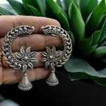 Load image into Gallery viewer, Ekani Mandrika Quirky Silver Brass Jhumka Earrings
