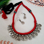 Load image into Gallery viewer, Ekani Bhadra Brass Coin Red Thread Necklace Set
