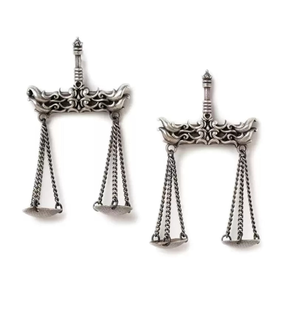 Ekani Tarazu Quirky Silver Replica Brass  Earrings