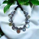 Load image into Gallery viewer, Ekani OM Brass Silver Meenakari Vintage Necklace
