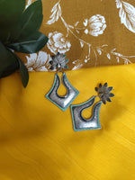 Load image into Gallery viewer, Ekani Saba Meenakari Brass Silver Polish Statement Earrings
