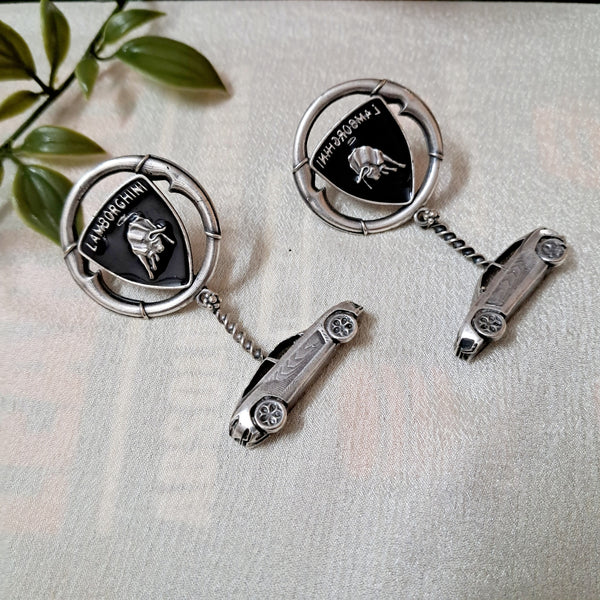 Ekani Lamborghini Brass Silver Quirky Earrings