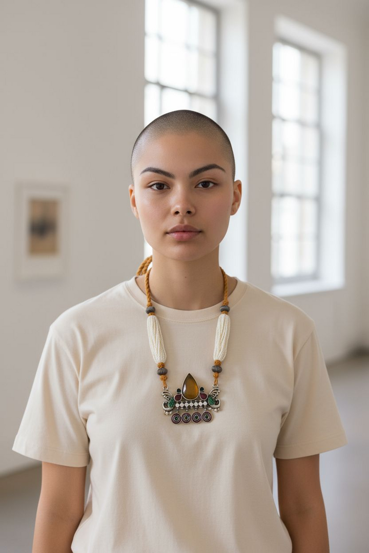 Ekani Meenakari Monalisa Stone Statement Necklace