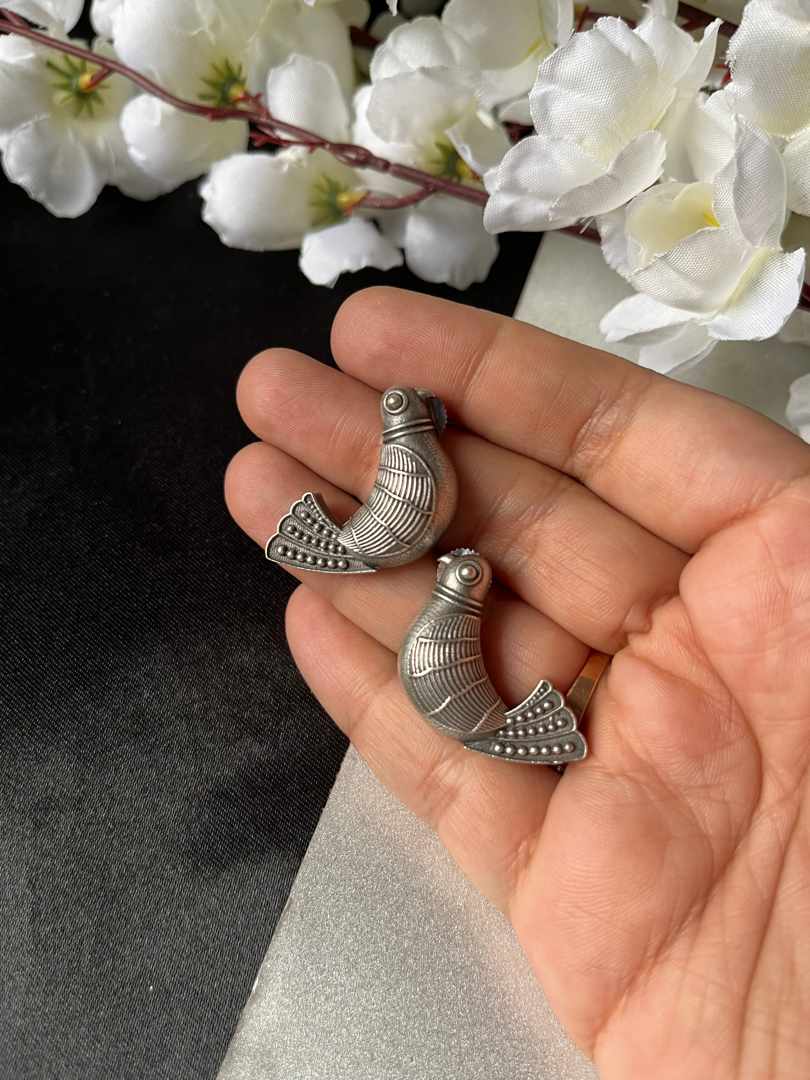 Ekani Papeeha Brass Silver Stud Earrings