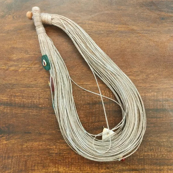 Ekani Dhayna Persian Yarn Jute With Flourite And Pachi Kundan Stone Studded Statement Necklace