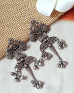 Load image into Gallery viewer, Ekani Rubani Tribal Contemporary Silver Lookalike Brass Leaf Motif Dangler Earrings
