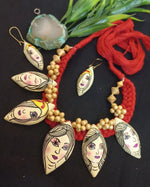 Load image into Gallery viewer, Ekani Indrani Unique Women Face Handmade Handpainted Beaded Terracotta Necklace Set
