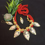 Load image into Gallery viewer, Ekani Indrani Unique Women Face Handmade Handpainted Beaded Terracotta Necklace Set
