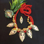 Load image into Gallery viewer, Ekani Indrani Unique Women Face Handmade Handpainted Beaded Terracotta Necklace Set
